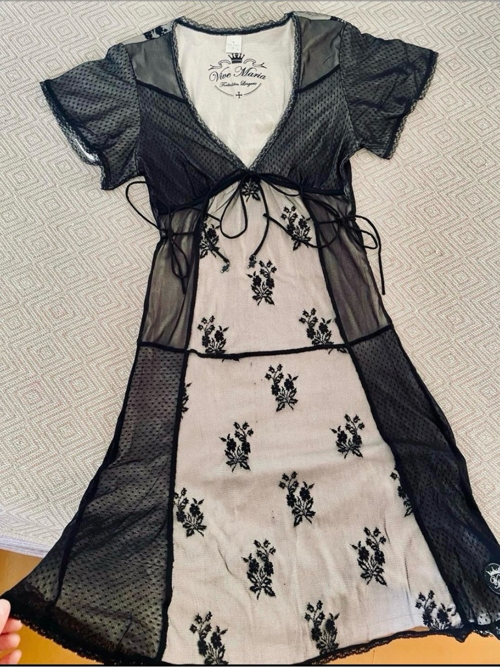 Vive Maria Black Sheer Lace Chemise-dress/ Forbidden Lingerie